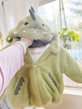 Kids Dinosaur Fleece Jacket Warm Winter Plush Coat with Hood Tail 3-5 yrs