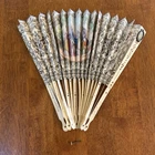18th C Ladies Hand Fan Courting Fan With Mirror Silver Inlay needs Bottom Dowel