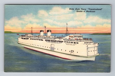 State Auto Ferry, Ship, Transportation, Vintage Postcard