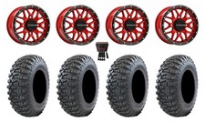 Raceline Krank 14 Wheels Red 28 Terra Master Tires Honda Pioneer 1000 Talon