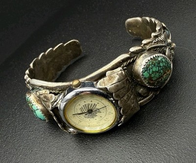 Native American Silver Sterling Türkis Uhr Armband Armreif M. TSOSIE Navajo 