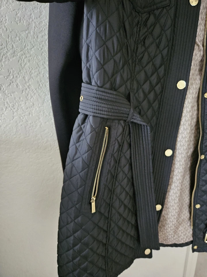 Michael Kors Negro Peso Ligero Anorak Chaqueta de Lluvia Capucha con Cordones NUEVO Talla Med Foto 3 de 4