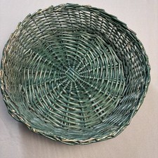 Vintage Wood Woven Farmhouse Basket 11 In. Hu...