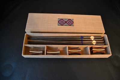 Vintage chinesisches Holz Sushi Set in Box
