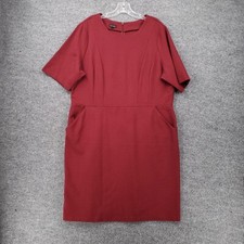 Talbots Dress Women 18 Plus Red Mini Short Sleeve Zip Back Pocket Stretch A Line