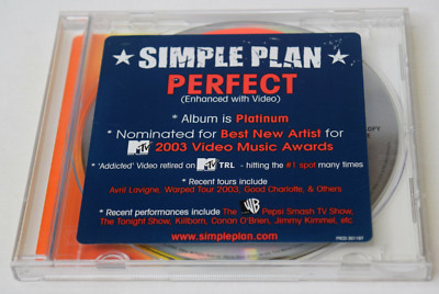 SIMPLE PLAN Perfect w/ ENHANCED VIDEO PROMO RADIO DJ CD Single 2003 LN