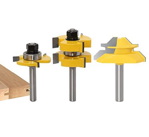 Router Bit Set [3 Pezzi], APLUS 8mm Fresa per Tagli a 45 Gradi + Frese (Z2P)