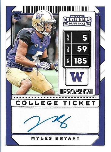 Myles Bryant 2020 Panini Contenders Draft Picks College Ticket Auto RC #196