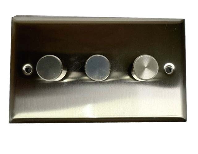 3 Gang Dimmer Polished chrome sloping edge