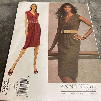 Vogue Patterns V1025 Anne Klein Womens Dress Pleated Top Vent AA 6 8 10 12 Uncut