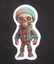 Colorful Cool  Creepy Evil Skeleton Sticker 2.38" x 1.25" AF 