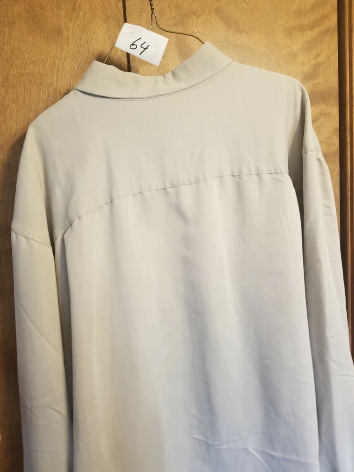 Camisa de vestir Cherokee XXl manga larga beige claro rayón/poliéster hecha en Corea Foto 3 de 3