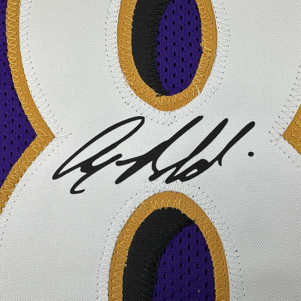 Camiseta deportiva enmarcada facsímil autografiada Anquan Boldin 35x39 Baltimore púrpura reimpresión Foto 2 de 2