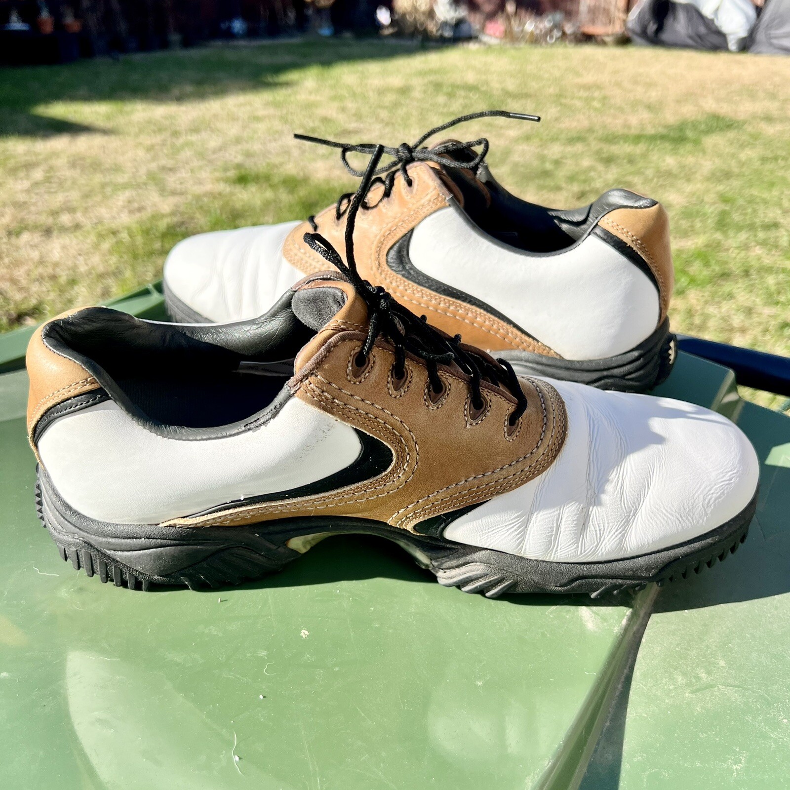 Footjoy Contour Series Golf Shoes Brown White Leather 54002 Sz 12N