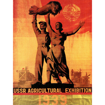 ANZEIGE AUSSTELLUNG BAUERNHOFSCHAU SOWJETISCHER KOMMUNISMUS BAUER TRAKTOR UDSSR POSTER 30X40 CM