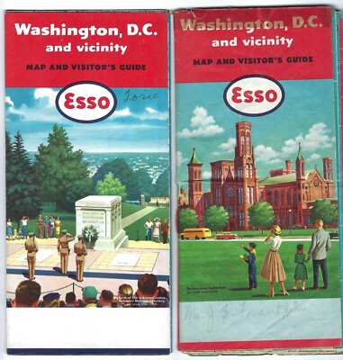 Esso Vintage Maps with Interesting Pictures - 2 maps - Washington, DC