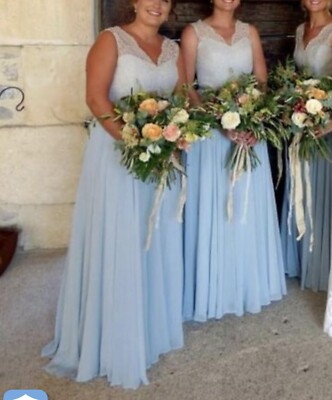 blue dress for baby girl Beautiful Dusty Blue Tulle A-line Floor-Length Long Bridesmaid Dresses,  MBD151