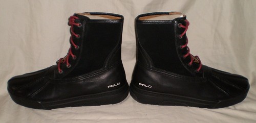 Polo Ralph Lauren Boots Mens Size 9.5 Declan Leather Duck PRL Black Gift - Picture 8 of 11