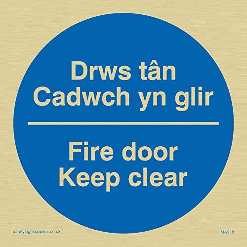 Viking segni ma918-s85-g"Drws tan Cadwch YN Glir/Fire Door Keep Clear" Sign, in