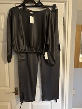 Leset Grey Matt Satin Top & Joggers Set Never Worn