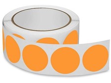 Circle Dot Inventory Stickers,1.5"Round, Fluorescent ORANGE 1000Labels on a Roll
