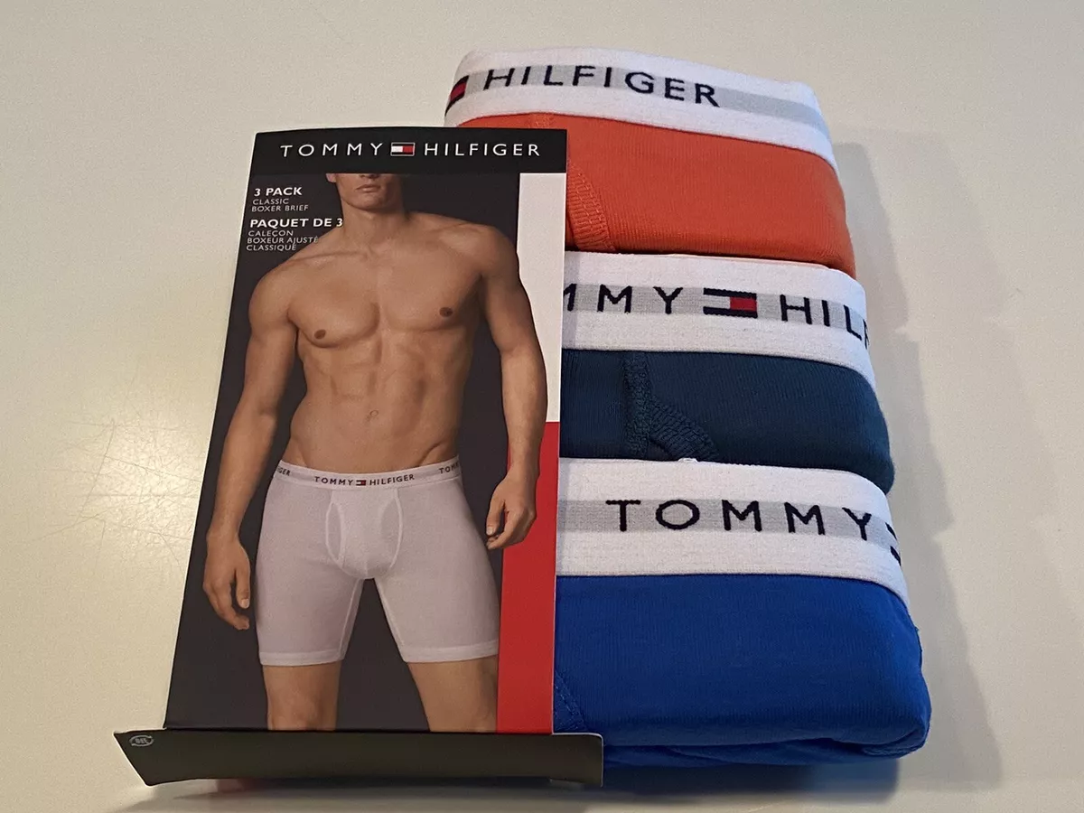 3 PACK - TOMMY HILFIGER BOXER BRIEFS CLASSIC FIT - VARIOUS COLORS - SMALL  28-30