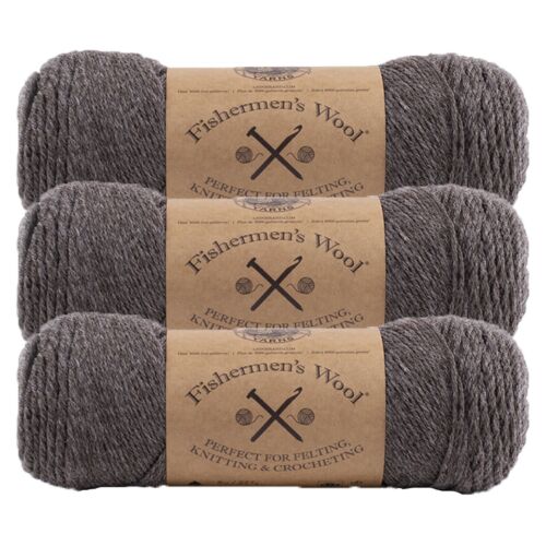 (3 Pack) Lion Brand Yarn 150-125N Fishermen's Wool Yarn, Brown Heather - 第 1/4 張圖片