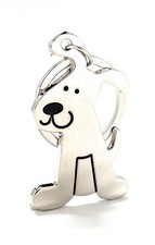 Cute Dog Keychain Silver Puppy Key Ring for Dog Lovers Cartoon Pet Charm Gif