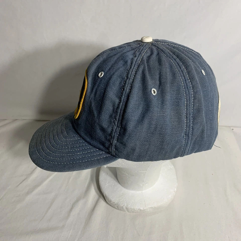 Chapéu caminhoneiro vintage John Deere denim encaixe traseiro preto amarelo patch - Imagem 2 de 4