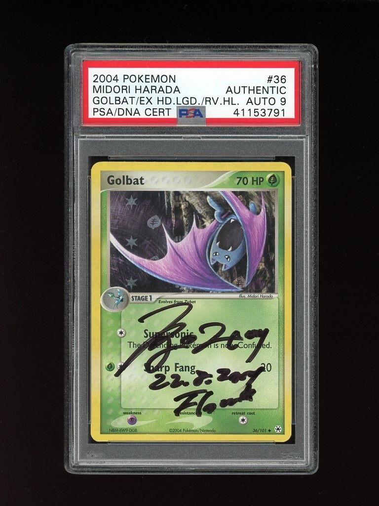 Pokemon PSA 9 MINT AUTO Golbat Holo 2004 World Championship Harada