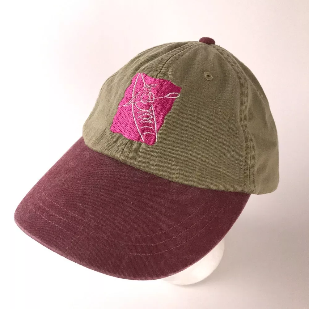 Kayaking for Survivors pink kayak icon hat beige and red washed cotton