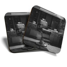 2 x Coasters (BW) - Vintage Barbers Chair Men's Barber  #37088