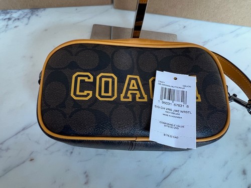 COACH Jamie Wristlet In Signature Canvas wVarsity Motif CB851 QB/Brown/Buttercup - 第 7/7 張圖片