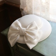 White Fascinator Wedding Top Hat Female Big Brim Bowknot Party Dress Fedora Hats