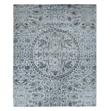 12'x15' Gray THE MAHARAJA Oversized Pure Silk with Wool Hand Knotted Rug R87652