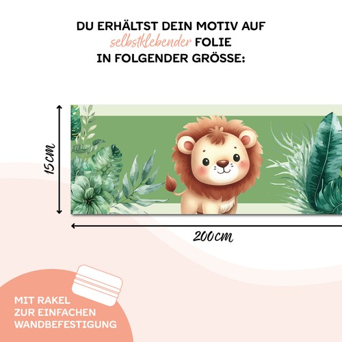 Bordüre Tiere Jungle 15cm x 200cm Selbstklebend Kinderzimmer Wandtattoo Y033 - Bild 3 von 7