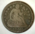 1850 Silver Seated Liberty Dime Ten Cents 10c US Coin Circulated Wear Scratched