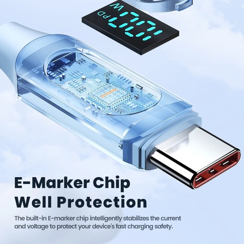 100W USB C to USB C Cable PD Fast Charging USB Type C Data Cord Digital Display - Picture 8 of 11