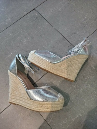 Sandalias tacones cuña esparto alta con plataforma plata mujer | eBay