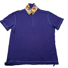 Robert Graham Polo Shirt Mens Medium Purple Cotton Preppy Casual Short Sleeve