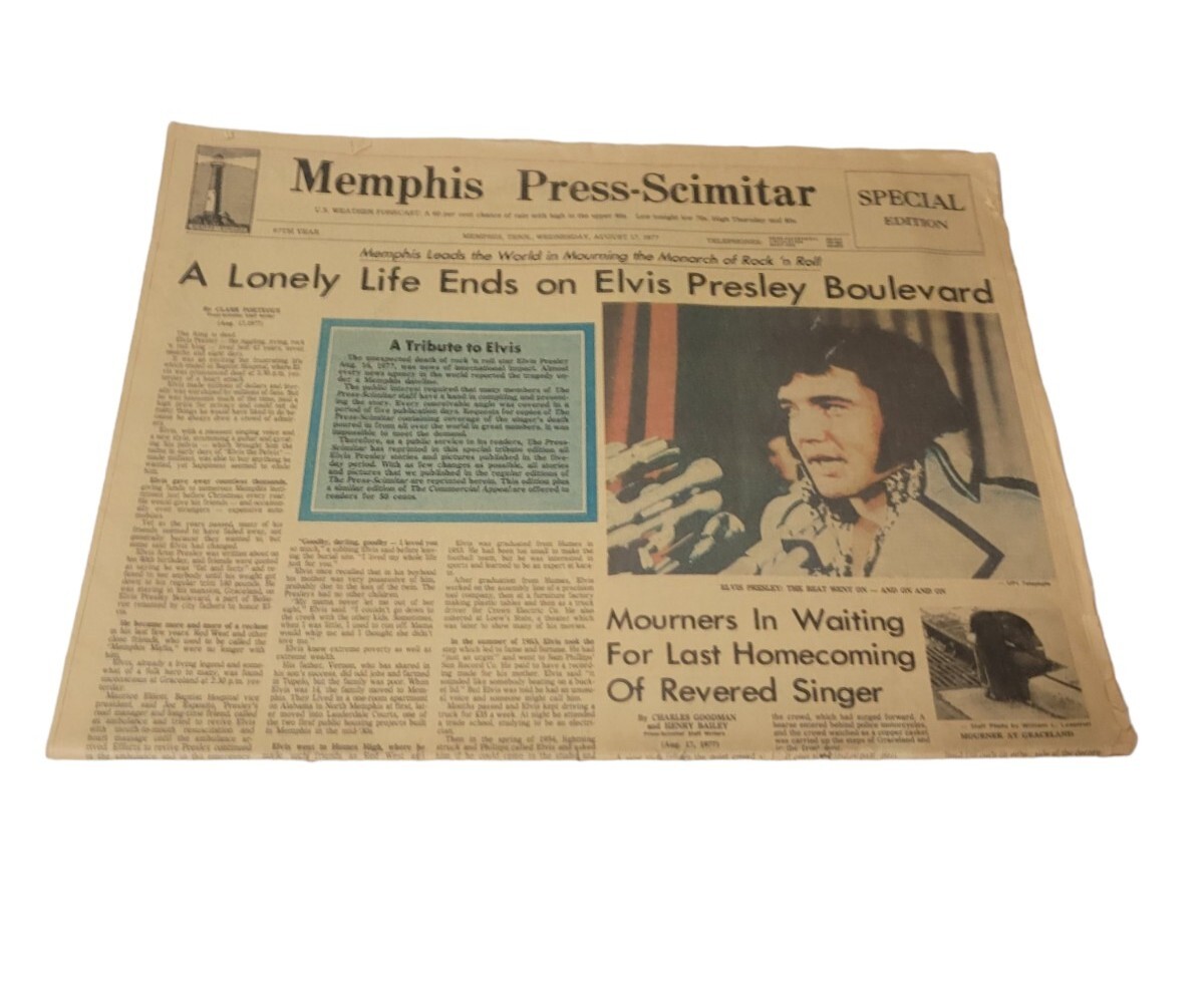 希少価値 1977 エルヴィス プレスリー死亡記事と特集 当時の新聞 12ページ