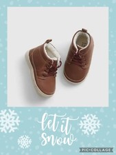 Gap Baby sherpa-Lined Faux Leather Boots Size 5 18-24mo , Soft Sole Babygap