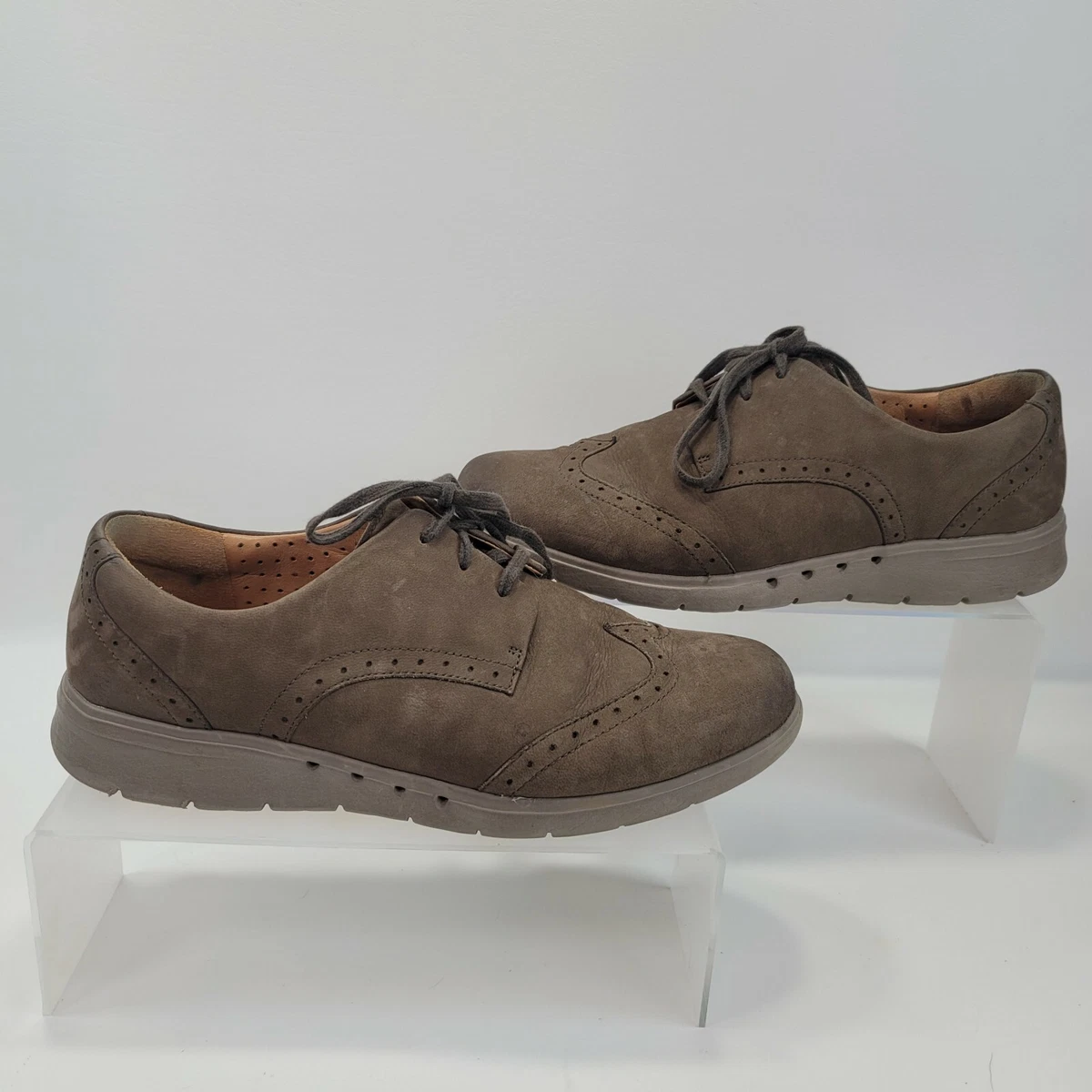 Clarks Unstructured Hinton Wingtip Lace Up Nubuck Oxford Shoes Women s Size 10