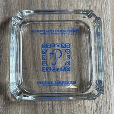 Clear Glass Acapulco Princess Hotel Golf Club Ashtray Cigarette Pierre Marques