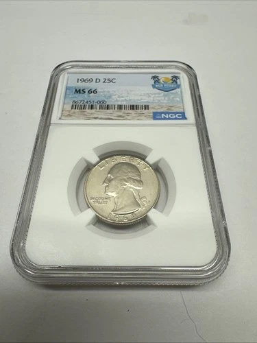 1969 D Washington Quarter MS66 NGC Graded Coin