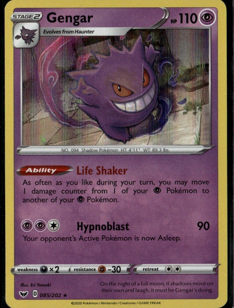 Gengar Holo Rare SWSH01: Sword & Shield Base Set 085/202 Psychic Holo Pokemon Ca