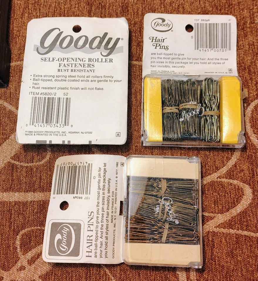 Vtg Lot Goody Hair Pins and Roller Fasteners New Old Stock Ball Tip Set of 3 - Image 2 of 4