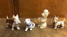 Lot Of 4 Vintage Dogs Porcelain figures Japan Scottie Terrier  Terrier 3-4"