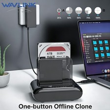 WAVLINK Hard Drive Docking Station SATA 2.5/3.5 SSD HDD Clone Reader Enclosure