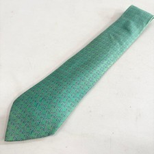 HERMES Chain Pattern Necktie 100 Silk green